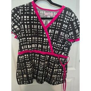 Koi black white pink scrub large